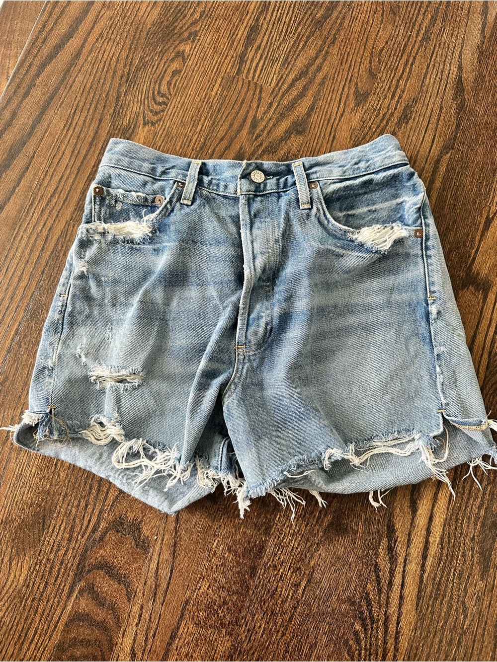 AGOLDE Dee High Rise Distressed Denim Cutoff Shorts Size 29